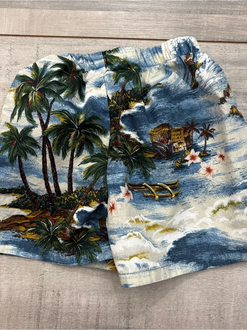 Vintage Nui Nalu Kids Size 2 Tropical Hawaiian Surf Shirt Shorts Set 100% cotton
